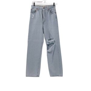 Levi's Jeans Ribcage Women Size 26 Light Blue Wash Distressed High Rise